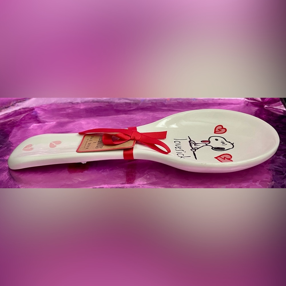 Rae Dunn Peanuts Snoopy Lovesick   Spoon Rest with Red Hearts 💔 - Picture 7 of 10